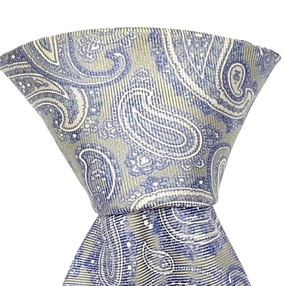 Vintage John Comfort Gray‎ Blue Silk Paisley Necktie Made in London England - Picture 3 of 8